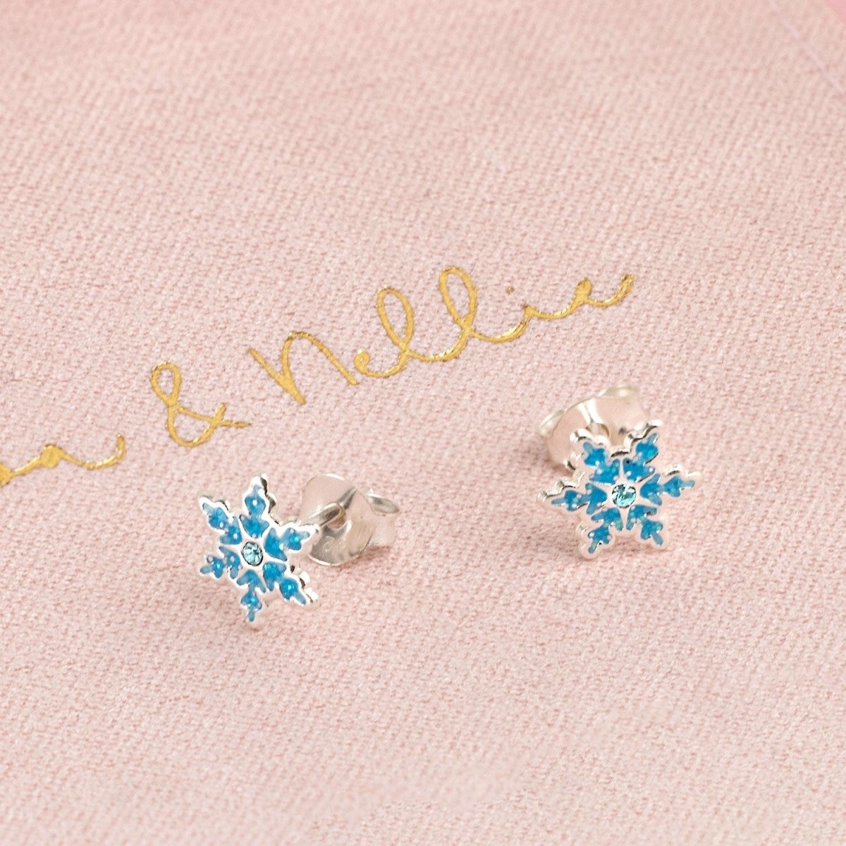 Blue Snowflake Earrings for Women Girls Sterling Silver Diamond Christmas Winter Earrings Cubic Zirconia Dainty Winter Holiday Snowflake Jewelry