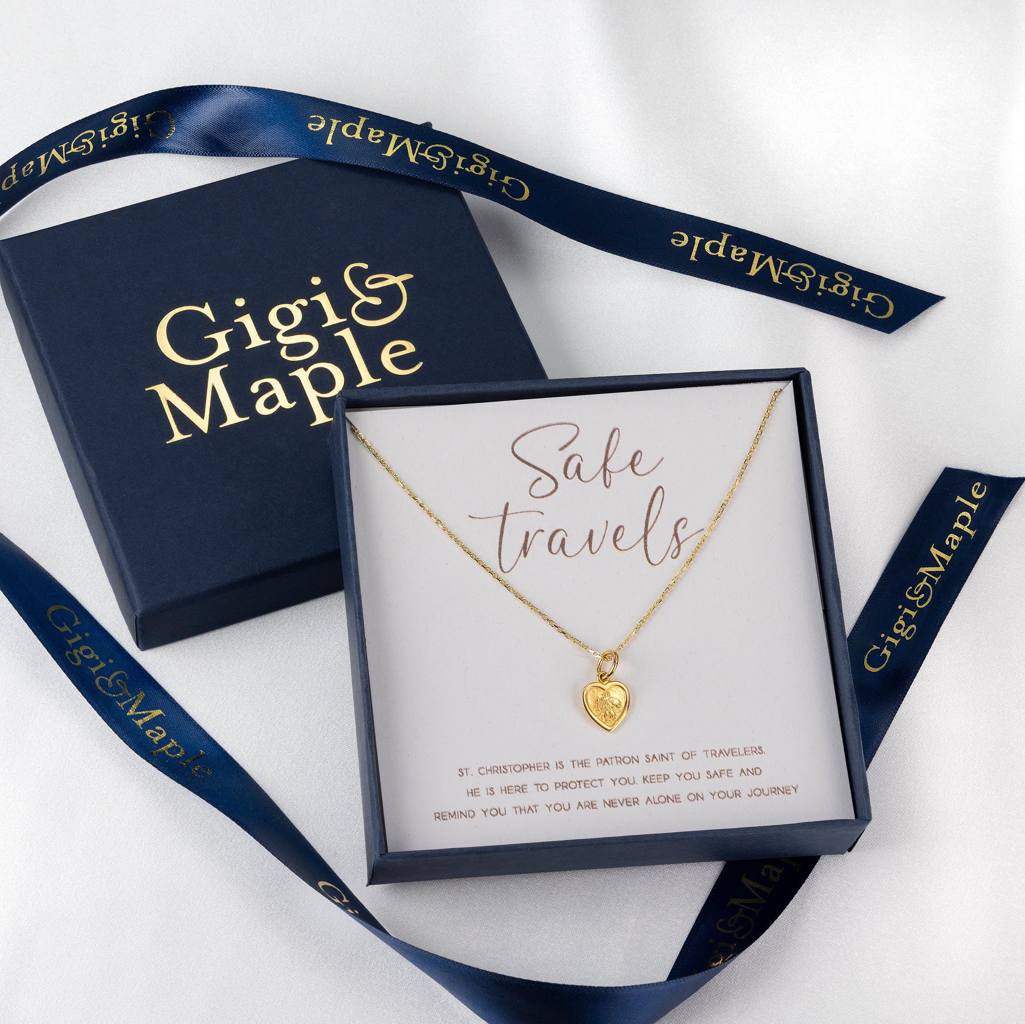 St Christopher Safe Travels jewellery personalised St Christopher Heart