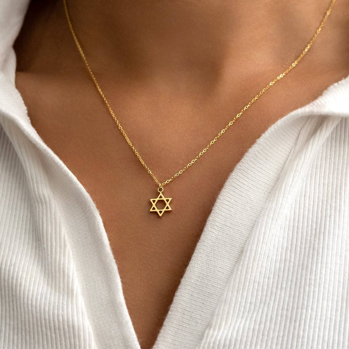 Star of David Necklace 18k gold plated christening Gift