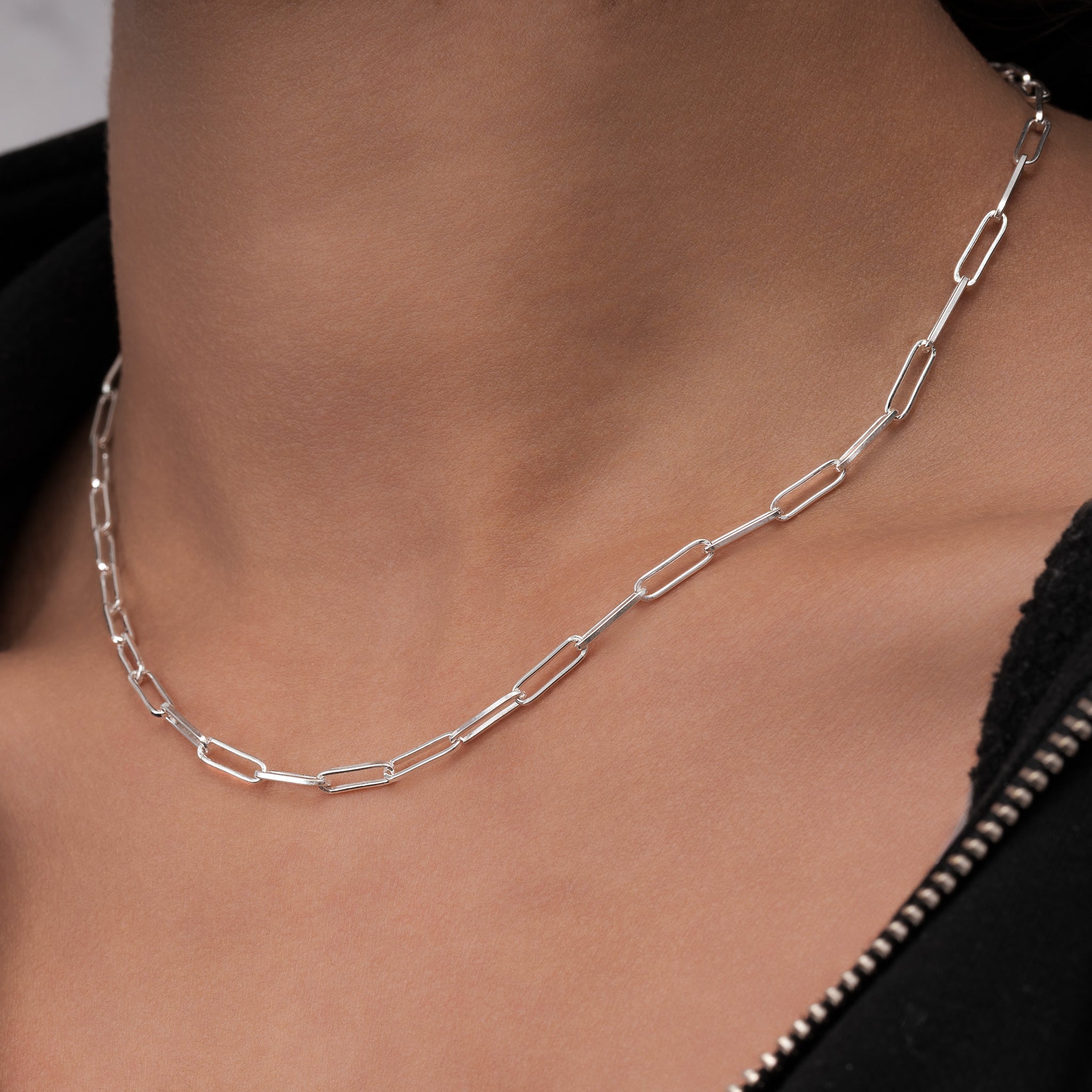 Sterling Silver Heart Clasp & Paperclip Necklace paper clip sterling silver stock