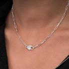 Sterling Silver Heart Clasp & Paperclip Necklace paper clip sterling silver stock