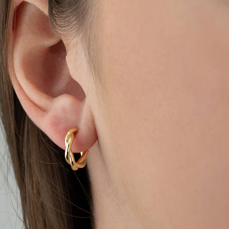 Twisted Hoop Stud Earrings 18k gold plated Gift jewellery
