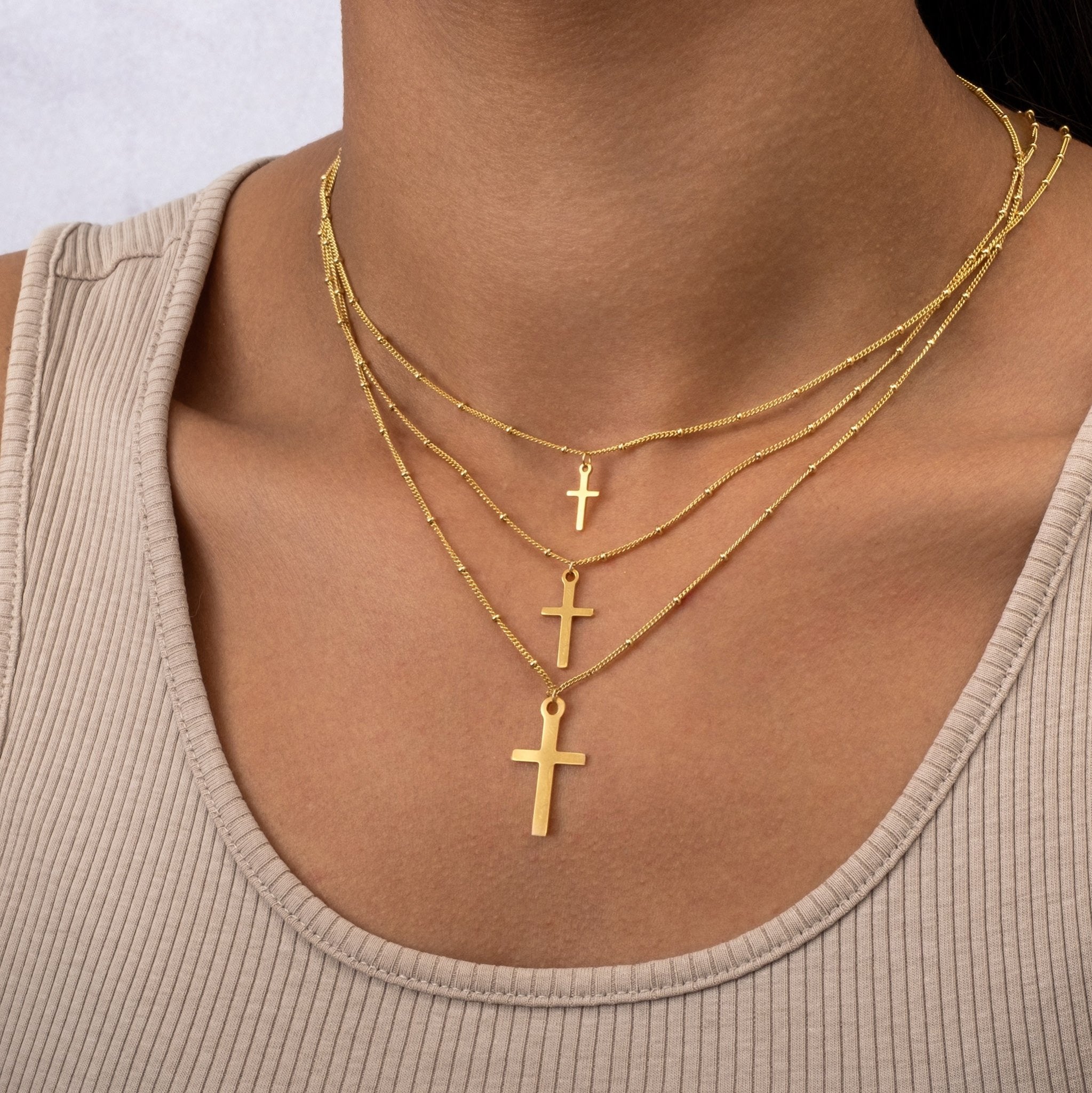Vertical Cross Necklace 18k gold plated jewellery personalised