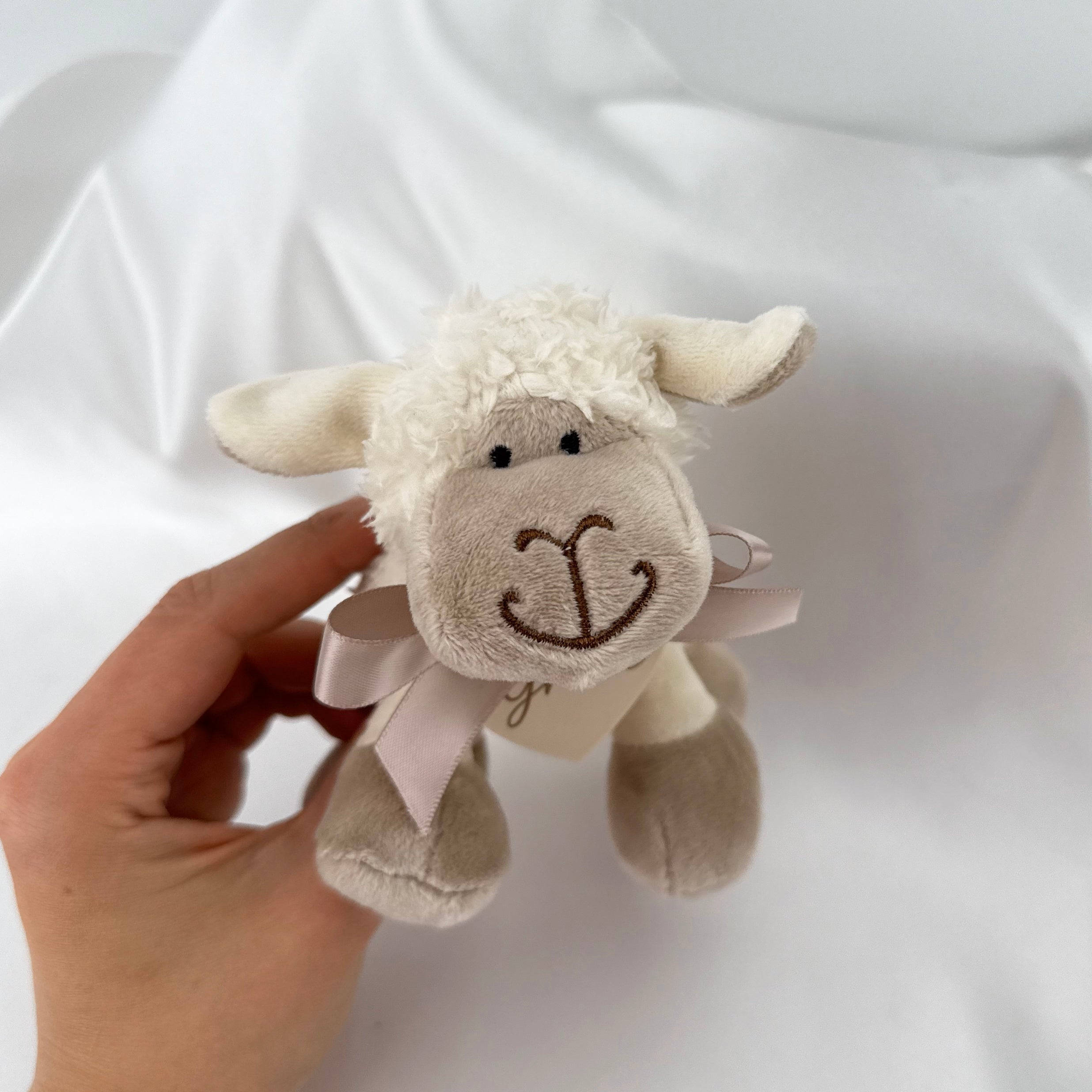 White Mini Sheep Soft Toy with Personalised Plaque sheep