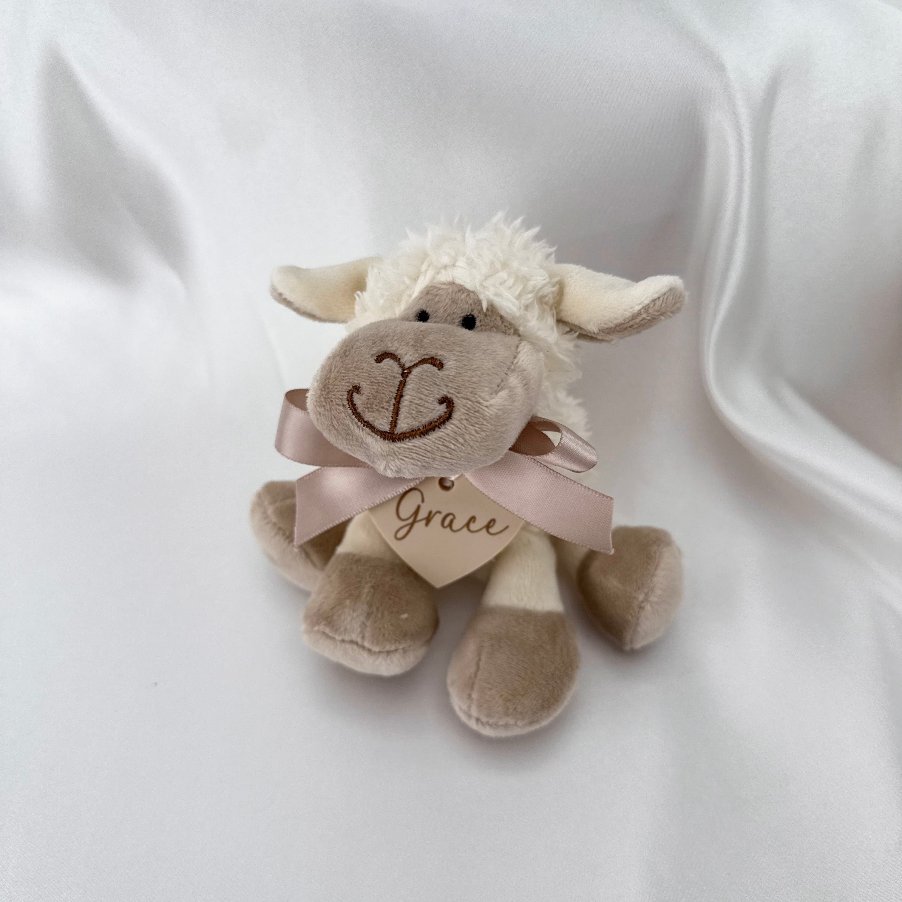 White Mini Sheep Soft Toy with Personalised Plaque sheep