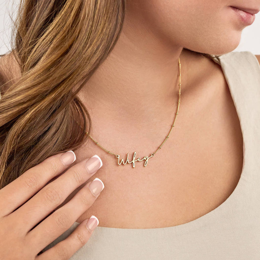 Wifey Necklace 18k gold plated Gift jewellery