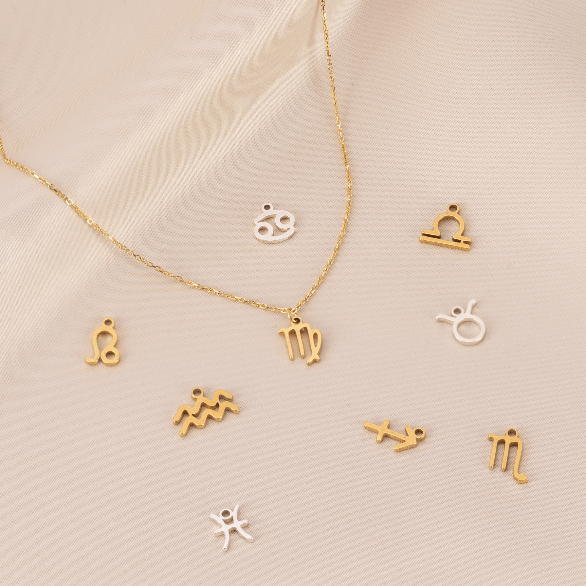 Zodiac Star Sign Astrology Necklace 18k gold plated astrological chain birthday